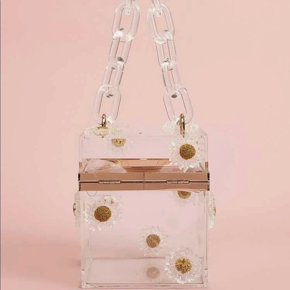 Mini floral Appliques clear Box Bag